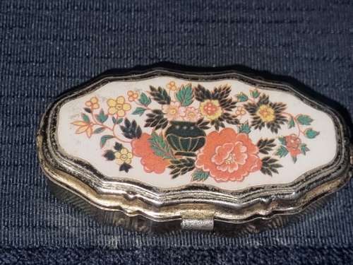 Vintage Pill Box with Floral detail - Made in Japan