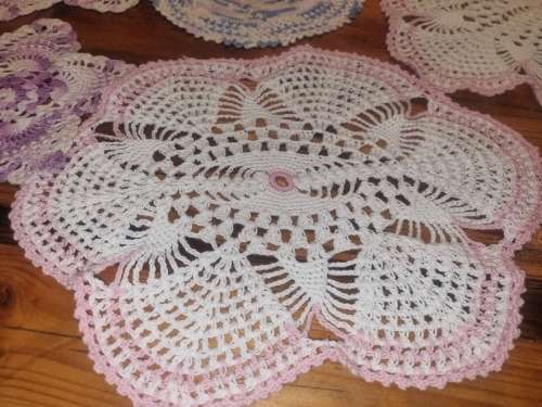 9 x Vintage Colorful Crochet Doilies