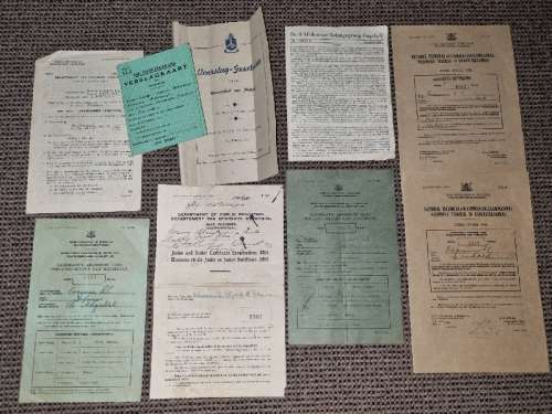 Some vintage documentation - 1930`s and 1940`s incl. Admission Card, Voortrekker Verslagkaart, exams