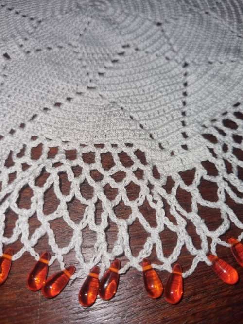 Beautiful Doily with Beaded detail - Diameter - 32cm