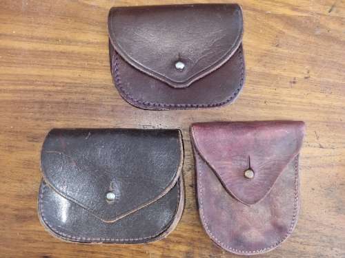3 x Vintage Leather Ammo pouches