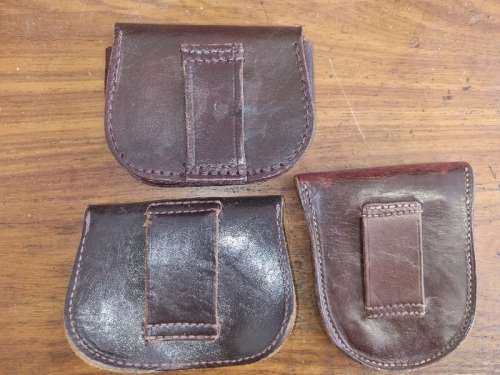 3 x Vintage Leather Ammo pouches
