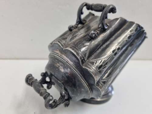 Beautiful Vintage Large Ornate EPNS sugar scuttle bowl with matching spoon
