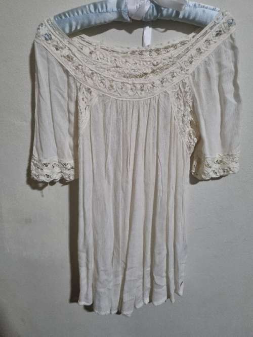 Old Khaki Top with Lace detail - Size 8