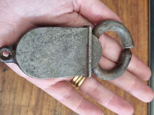 Large Vintage 2 Lever Lock - No Key - Some Damage - See photos