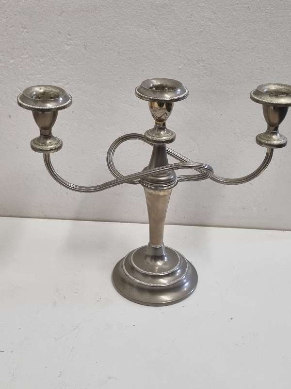 Silver Plated candle holder - Good Quality Heavy item - Needs a clean