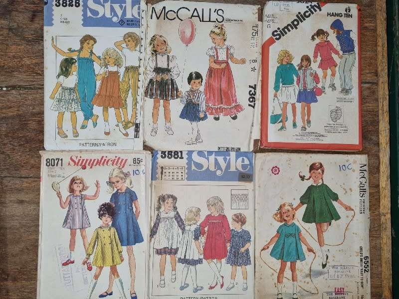 6 x Vintage Kids Clothing patterns