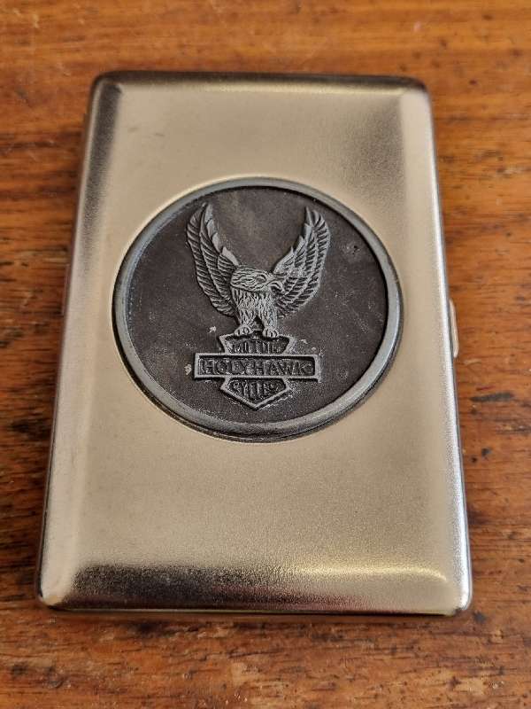Motorcycle themed metal cigarette case
