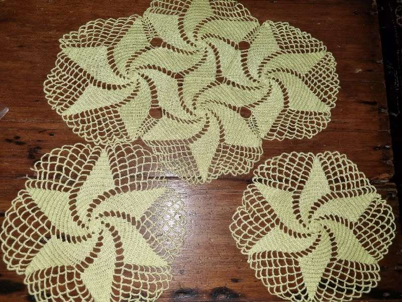 3 x Yellow Crochet Doilies