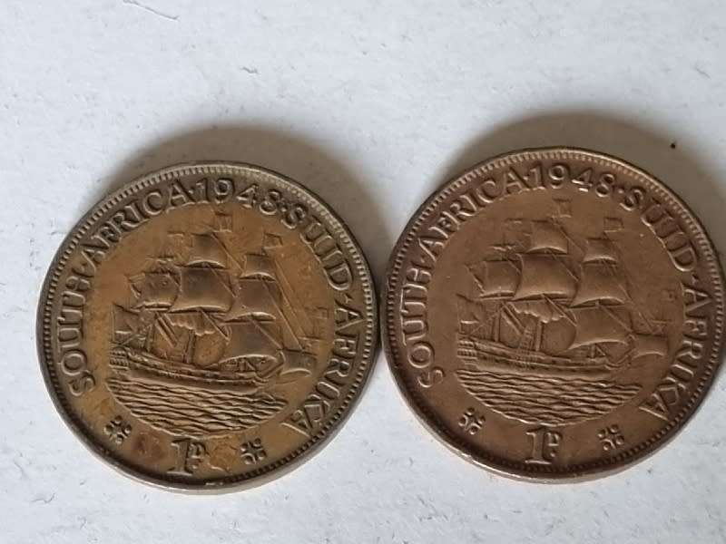 2 x 1948 1D coin