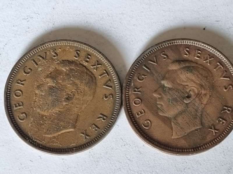 2 x 1948 1D coin