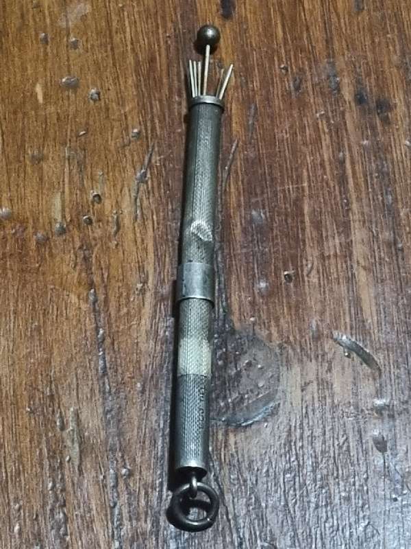 Antique Hallmarked Silver Swizzle Stick - Has a dent - See pictures