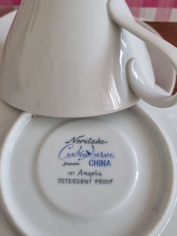 2 x Noritake Cups and Saucers - White - Made in Japan