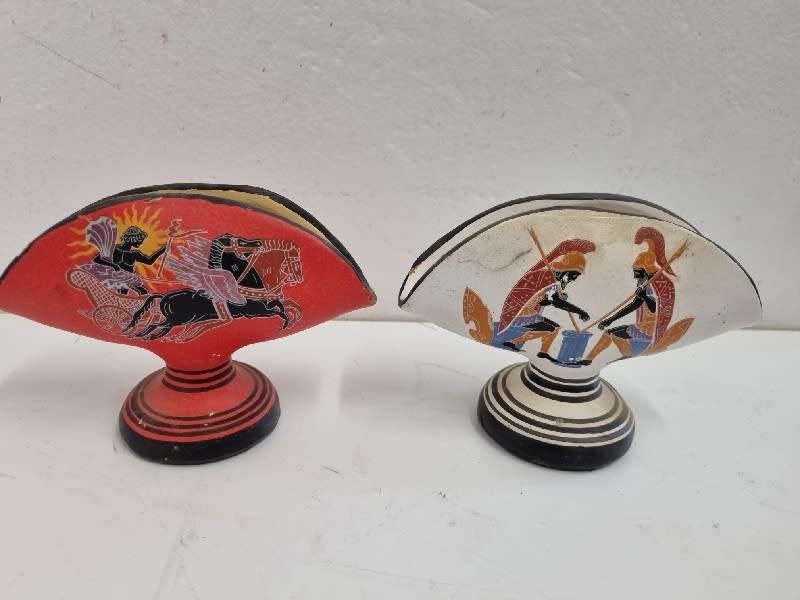 2 x Vintage Napkin Holders - Handmade in Greece - Phaethon: Son of Sun and Triumph of Achiles