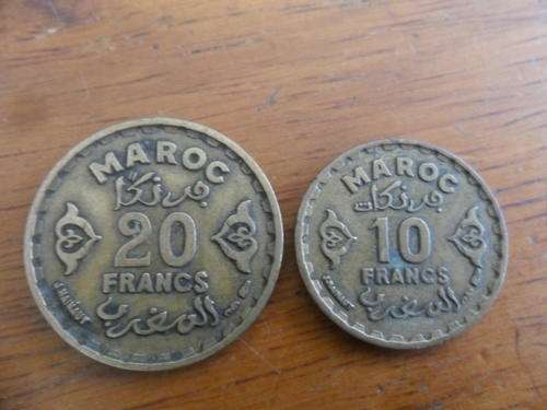 Maroc 1371 - 20 Francs and 10 Francs coins