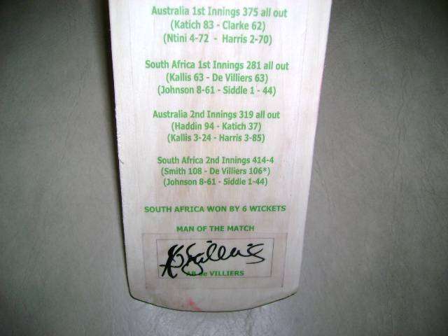 ** AB DE VILLIERS SIGNED RECORD 414 BAT **