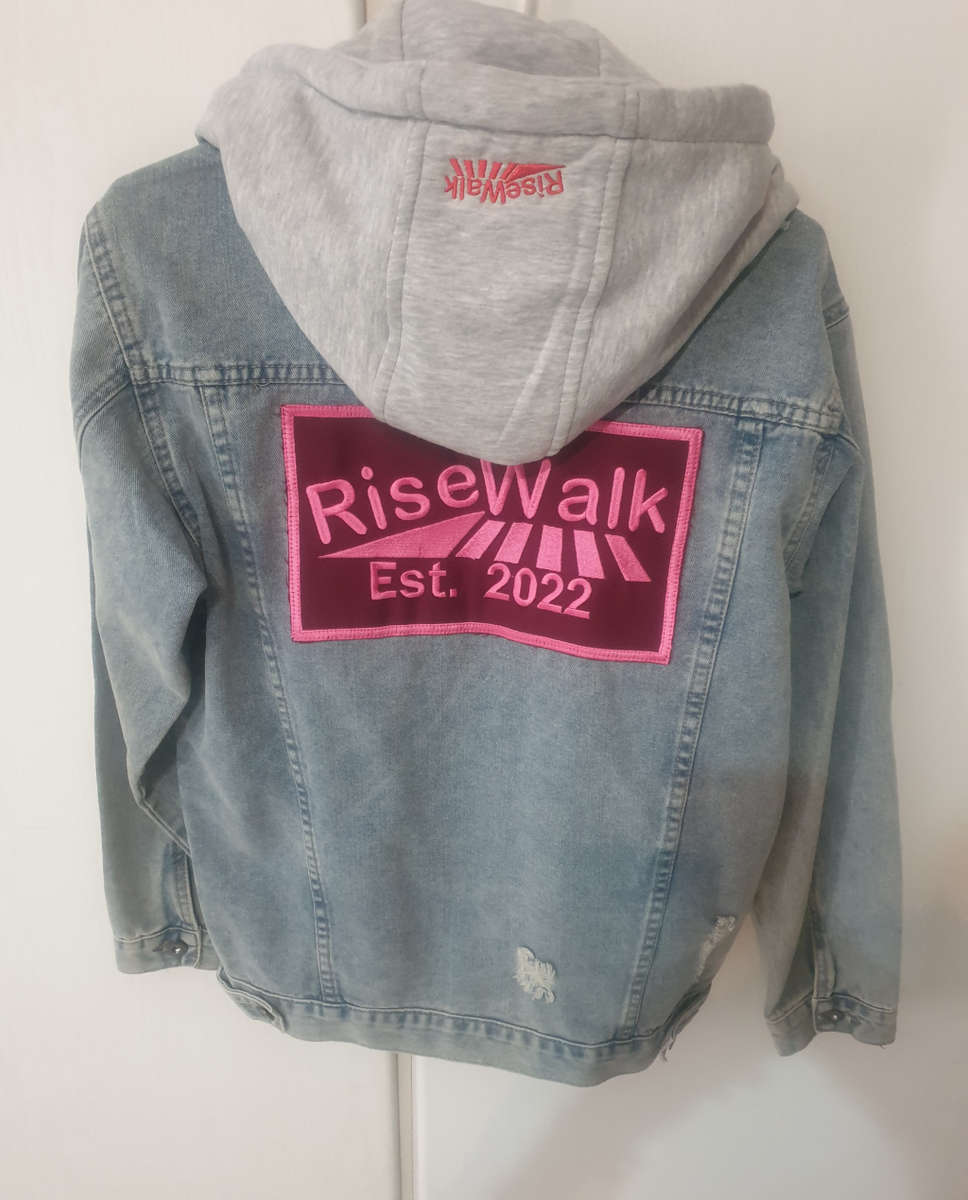 An Amazing designer denim jacket with detachable hood.