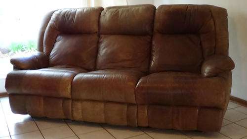 Full Genuine Leather 3 seater Alpine Recliner Couch!