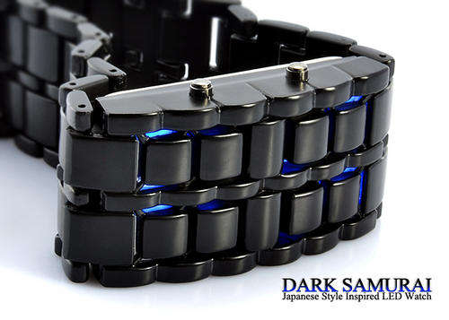 Electromann SA - Metal Bracelet LED Men's Watch "Dark Samurai" - Blue LED