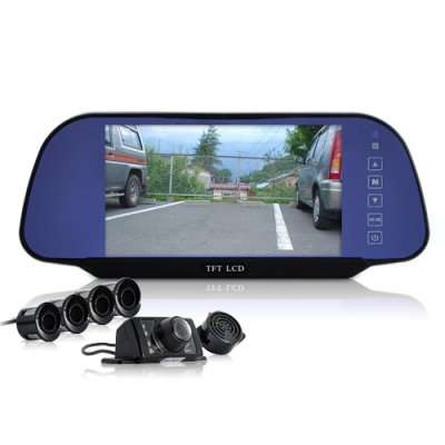Complete Car Reversing Set - Rearview Camera, 4 Parking Sensors, Rearview Mirror - 700HH-2GEN