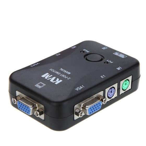 2 Port KVM Switch PS/2 Controller With 2 Cables For PC - ELTT-C552P