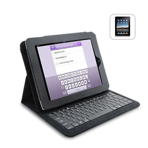iPad Leather Case Holder with Keyboard - A72-Black