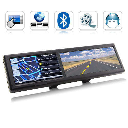 Bluetooth Rearview Mirror with Built-in GPS Navigation - TR14
