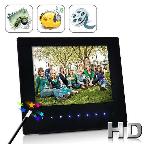 8 Inch HD Multimedia Digital Photo Frame with Touch Buttons and Remote - F29