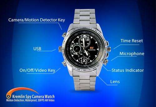 Kremlin Spy Camera Watch - Motion Detection, Waterproof, 30FPS AVI Video - I87