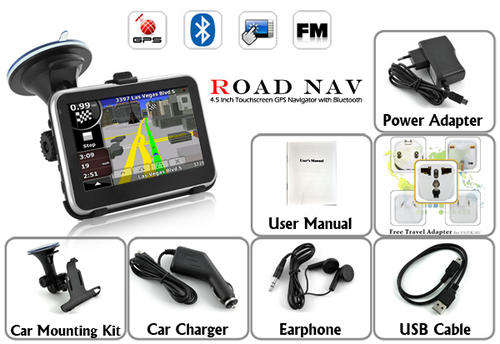 Road Nav - 4.5 Inch Touchscreen GPS Navigator with Bluetooth
