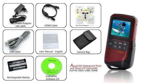 AquaCAM Waterproof Point and Shoot HD Camcorder (Full HD 1920 x 1080, HDMI) - DV61