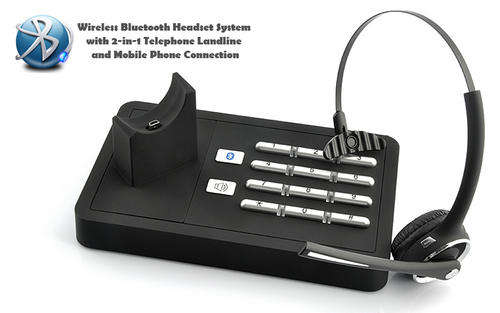 Handsfree Wireless Bluetooth Headset System (2-in-1 Telephone Landline and Mobile Phone Connection)