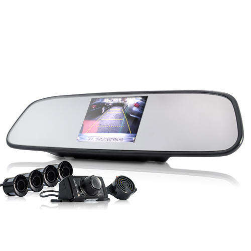 Complete Car Reversing Kit - Rearview Camera + Parking Sensor + Rearview Mirror - C104