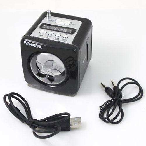 Stylish Portable MP3 Music Speaker with FM Radio/SD Slot/USB Host/Multi-Color LED