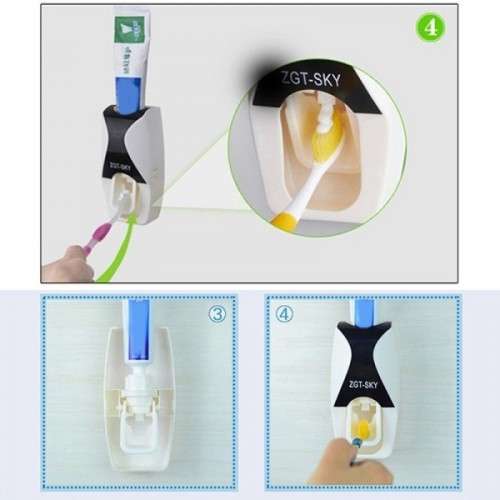 Toothpaste dispenser automatic squeezer holder set bathroom