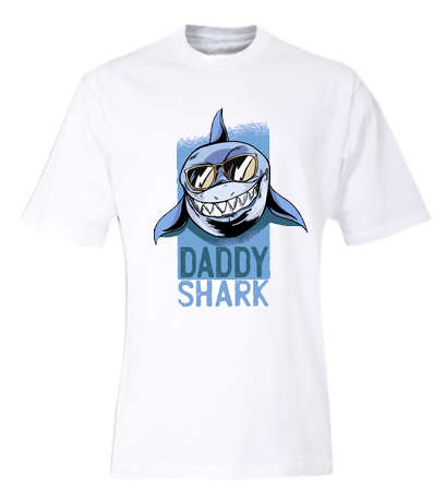 Daddy Shark Adult Cotton T-shirt 165g White MEDIUM