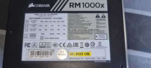 Corsair RMx Series RM1000X `80+ Gold` 1000W Fully Modular Power Supply +