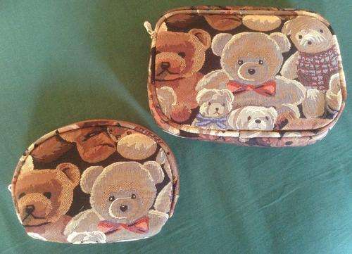 Tapestry Style Teddy cosmetic Bags *** SET OF 2 ***