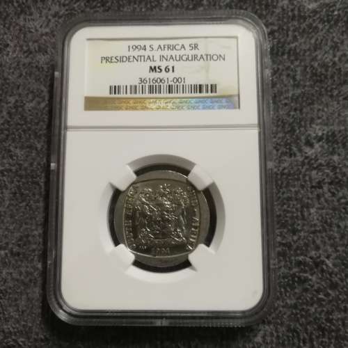 Republic of South Africa : Presidential Inauguration R5 of 1994: NGC graded MS 61