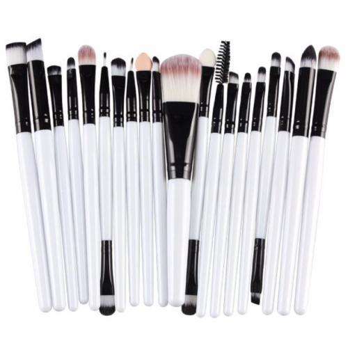 Makeup Brush Set 20 piece - WHITE + BLACK