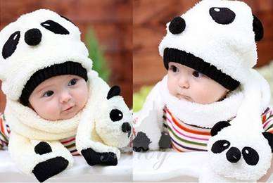 Baby Panda Beanie and Scarf Set