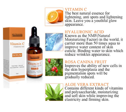 Enhanced Vitamin C Serum with Hyaluronic Acid Anti-wrinkle, Anti-aging and Repairs Dark Circles.