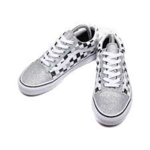 Vans Glitter Checkerboard Silver White - Size 7