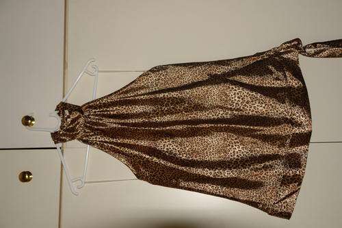 SILKY ANIMAL PRINT HALTER TOP SIZE 14
