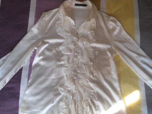 off white satin formal blouse - TRUWORTHS GLAMOUR - size 40 (small cut)