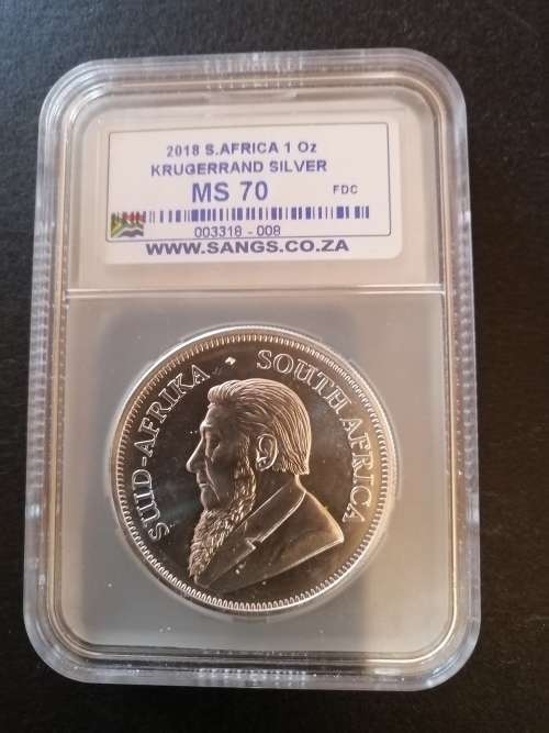 2018 SA Kruger Rand 1 OZ Silver MS70
