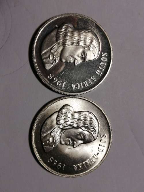 1968 SA R1 Afr and English SILVER UNC