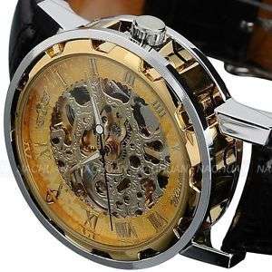 Classic Men's Gold Dial Skeleton Black Leather (SA Stock)
