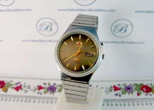 Rare Original Automatic Orient Luxury Wrist Watch Triple Star Day & Date.