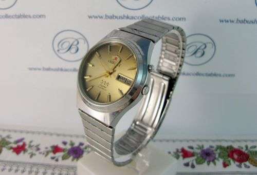 Rare Original Automatic Orient Luxury Wrist Watch Triple Star Day & Date.